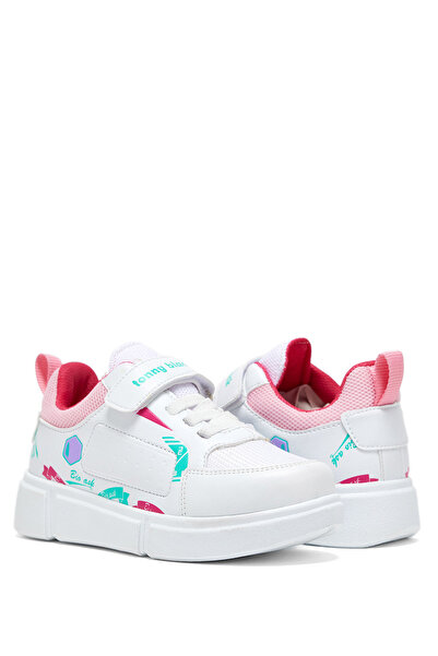 Tonny Black Çocuk Unisex Beyaz Şeker Rahat Kalıp Cırtlı Ayakkabı