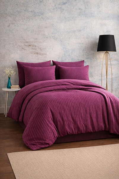 moon secret tekstil Set de lenjerie de pat dublu din satin de bumbac de culoa...