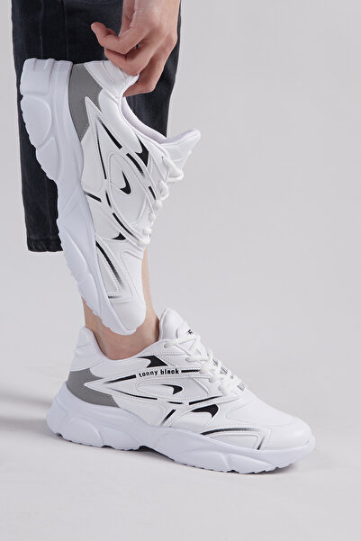 Tonny Black حذاء رياضي برباط ونعل سميك من Faylon باللون الأبيض للجنسين