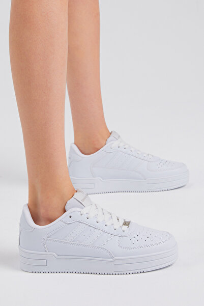 Tonny Black Unisex Beyaz Beyaz Yanı Çizgili Bağcıklı Rahat Kalıp Sneaker