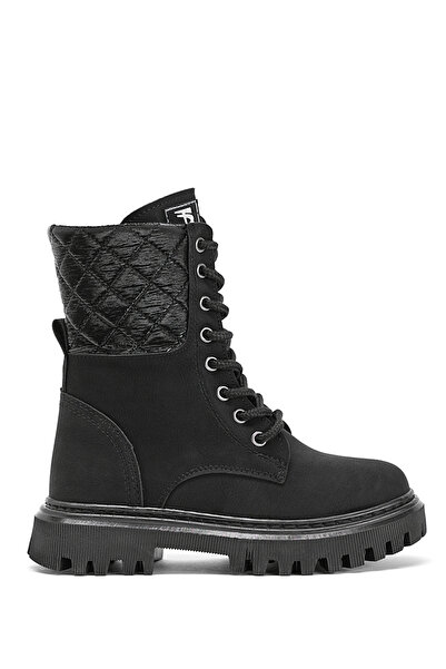 Tonny Black Черни термоподметки за момиче, ватирани дълги ботуши с връзки и цип