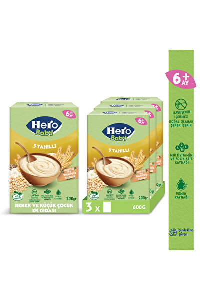 Hero Baby 5 Tahıllı Sütsüz 200g x3 SKT 07.03.26