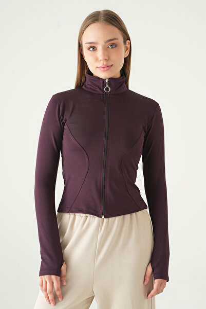 Rays 8327A Zippered Cardigan Plum
