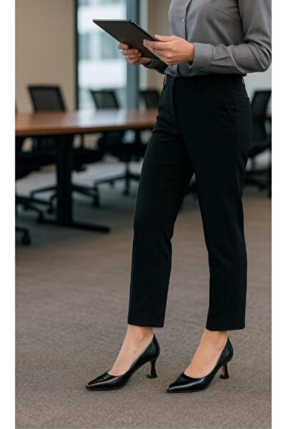 37Numara Stiletto de damă de mărime mare - 41-42-43-44 Piele lacuită neagră