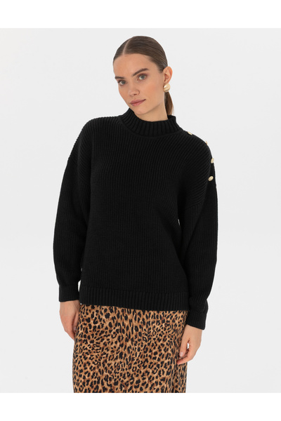 Pierre Cardin Black Comfort Fit Half Fisherman Sweater 50316342-Vr046