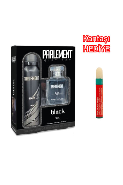 Parlement Kozmetik Hediyeli Parlement Black Men Set Parfüm 50 Ml Edt&150 Ml Deo