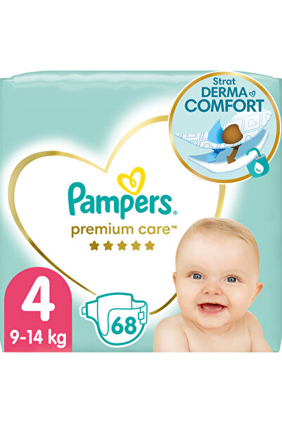 Pampers Pachet Jumbo Premium Care, mărimea 4, 9-14 kg, 68 bucăți