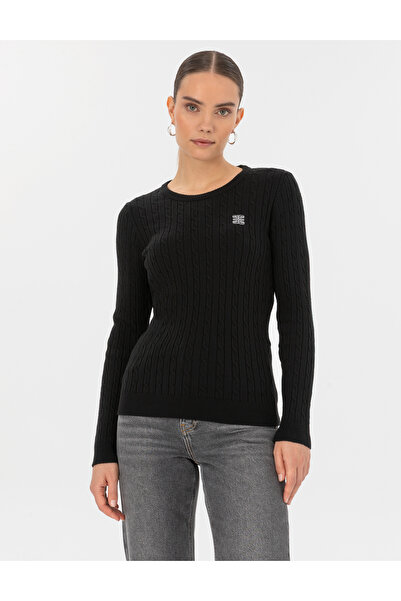 Pierre Cardin Siyah Slim Fit Bisiklet Yaka Basic Kazak 50317072-VR046