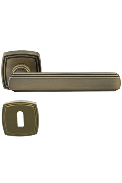 MODDA DİZAYN Troya Rozetli Oda Kapı Kolu Mat Antik Bronz H