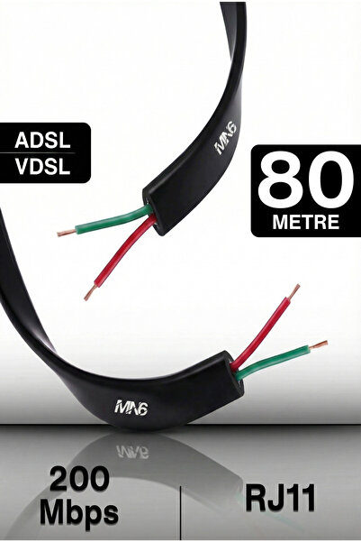MN6 MN207FS Telefon hat Kablosu 80 metre/2 Telli-Flat-rj11 kablo/Kutu–Modem D...