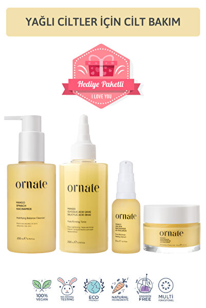 ORNATE Akne, ve Leke Karşıtı, Gözenek Sıkılaştırıcı Yağlı ve Karma Ciltler iç...