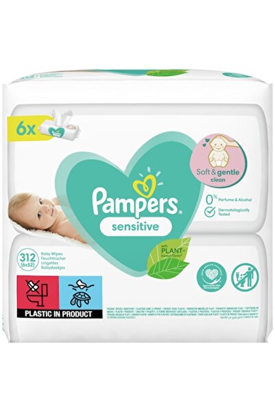 Pampers Servetele umede Sensitive, 6 pachete x 52, 312 buc