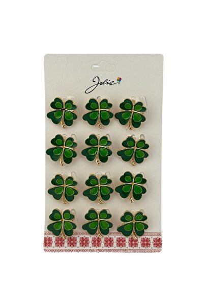 Flippy Set of 12 Spring Martisor Brooches Green Clover