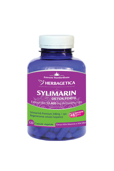 herbagetica Supliment alimentar Silymarin 80/50 Detox Forte, 120 capsule