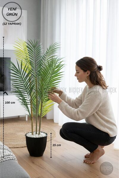 BİÇİÇEK 100 CM AREKA AĞACI 3 GÖVDELİ