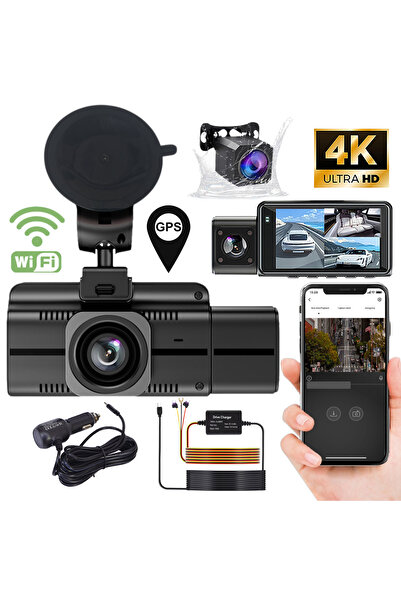MOGODA Triple Dash Cam 4K + 1080P + 1080P, 5GHz Wi-Fi, GPS, IR Night Vision, ...
