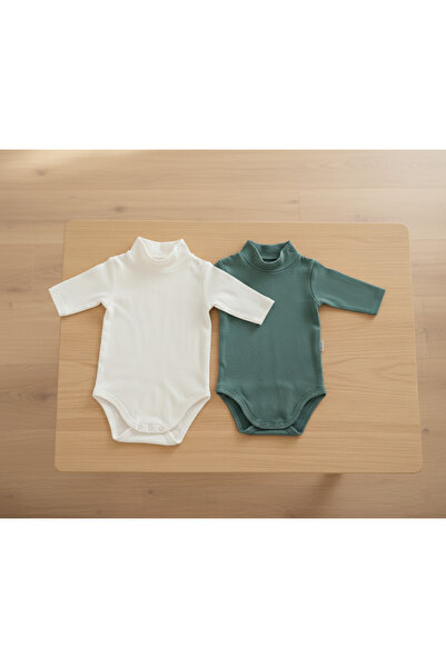 Nimini Kids Pamuklu Omuz ve Alttan Çıtçıtlı Fitilli Bebek Badisi 2li