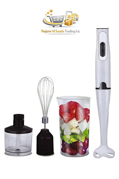 Generic خلاط يدوي كهربائي 4 في 1 مع مفرمة طعام سعة 500 مل، ومضرب من الفولاذ ا...
