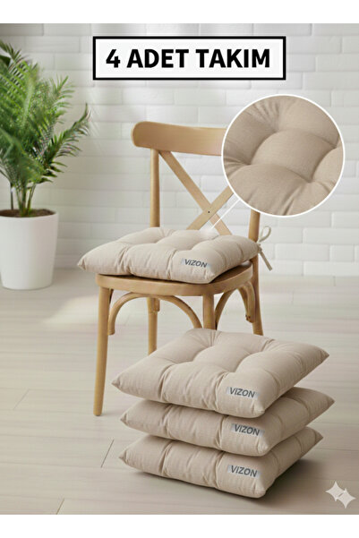 Mirayra Tekstil 4'lü Bahçe, Balkon, Salon Sandalye Minderi, Bağcıklı