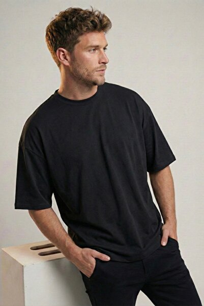 assef Ανδρικό μπλουζάκι oversized Wide Cut 100% Βαμβάκι Soft Με υφή Basic Cre...