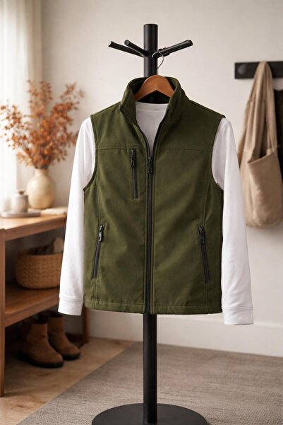 Vatan Tekstil High Collar Slim Fit 3-Pocket Softshell Men's Vest Water-Repell...