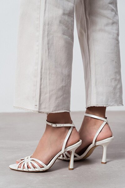 NİŞANTAŞI SHOES Sandale cu toc pentru femei Mery Sedef Matte cu curele la gleznă