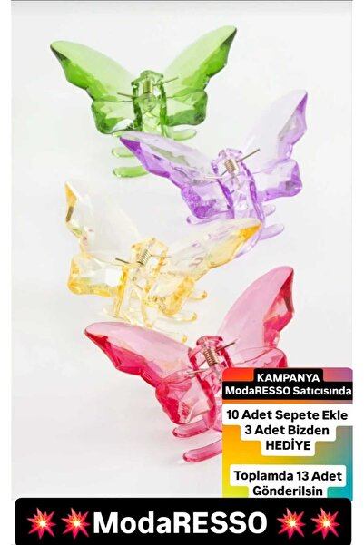 Genel Markalar Kelebek Şeffaf Renkli Mandal Toka 8 Cm