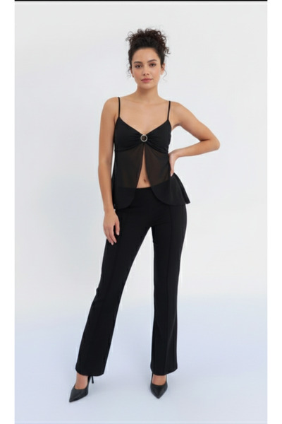 MAXLEVEL MODA Μπλούζα με λουράκι από τούλι