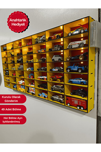 Home Işıklı Oyuncak Araba Garajı Duvara Monte Oyuncak Işıklı Araba Rafı