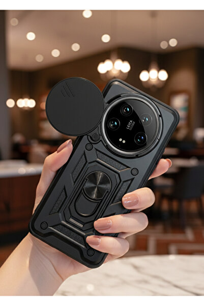Hatreds Xiaomi Mi 14 Ultra Kılıf Magnetik Standlı Sürgülü Kamera Korumalı TPU...