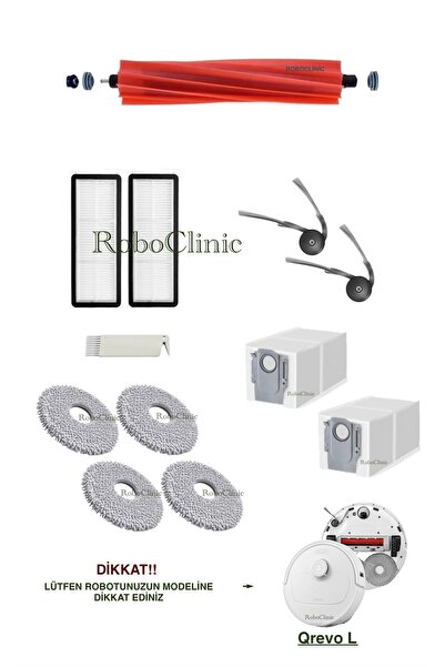 Roboclinic Roborock Qrevo L Robot Süpürge Uyumlu Yedek Toz Torba, Fırça, Hepa...