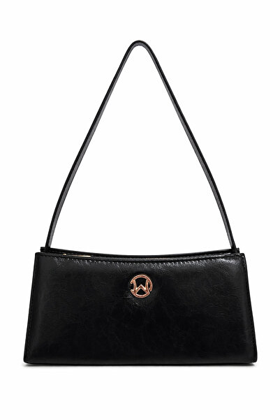 ZERVA QUEEN Black Shoulder Bag with Gold Detail