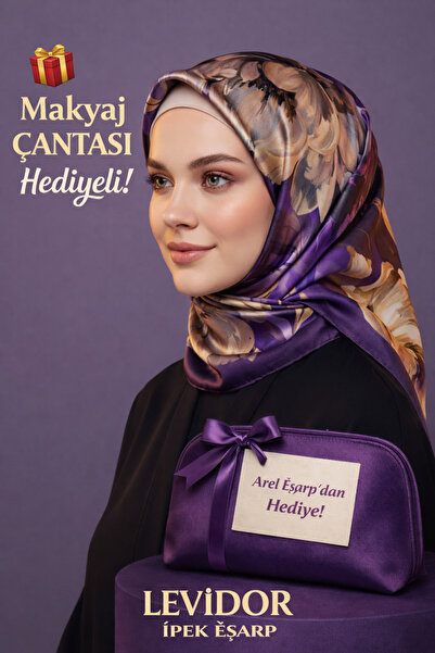 Levidor 100% Sura Silk Scarf – Purple (Pure Silk, 90X90, Non-Slip Construction)