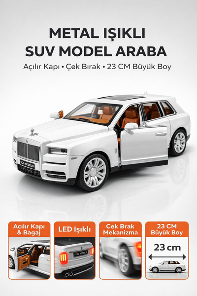 YILDIRIM OYUNCAK سيارة دي كاست رولز رويس كولينان SUV موديل كولكشن 23 سم - سيا...