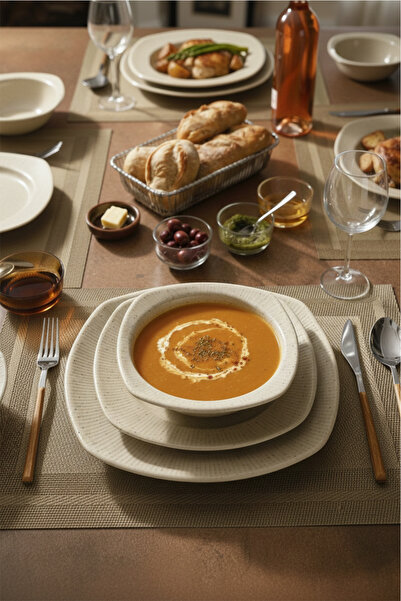 brahimigold Tarçın Çisil 24 Parça 6 Kişilik Porselen Yemek Takımı