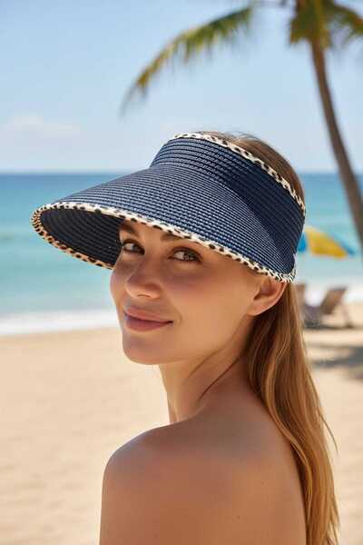 Aware Time قبعة الشاطئ النسائية ذات القش