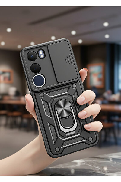 TechTrove Vivo Y19S Kılıf Yüzüklü Stand Olabilen Kamera Korumalı Magnetic Tpu...