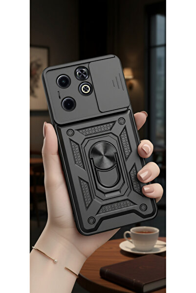 Hatreds İnfinix Hot 40i Kılıf Magnetik Standlı Sürgülü Kamera Korumalı TPU Ta...