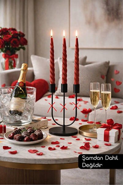 Lethe Design Spiral Mum 3’lü Set - Dekoratif İtalyan Burgulu Şamdan Mumu (3 a...