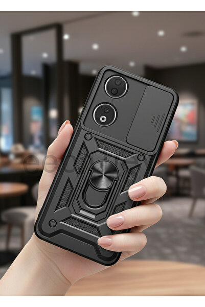 Hatreds Honor 90 Kılıf Magnetik Standlı Sürgülü Kamera Korumalı TPU Tank Kapak