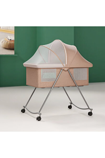 Genaric سرير أطفال قابل للطي محمول 2 في 1 للأطفال حديثي الولادة - بيج