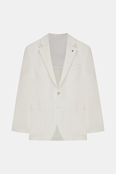 W Collection BEYAZ KETEN VİSKOZ RELAX KALIP CEKET