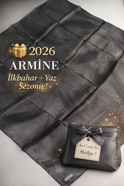 Armine 100% Sura Black Colored Pure Silk Scarf 90X90 New Season 2026 Spring S...