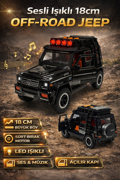 Luxury Jeep Friction Openable Doors with Sound Lights Music 18cm Jeep Car -