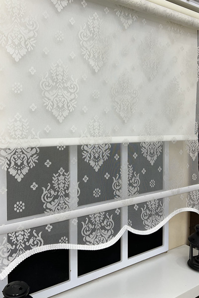 StorBurada Çift Mekanizmalı Ekru Tül Perde ve Ekru Stor Perde ST 121