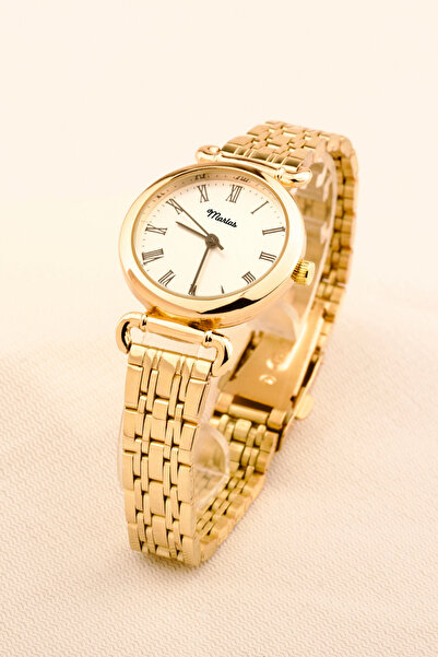 Marlas ساعة يد نسائية ريترو ذهبية اللون