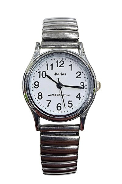 Marlas ساعة يد كلاسيكية باللون الفضي مع حبل ربيعي، تصميم ريترو، تصميم عتيق
