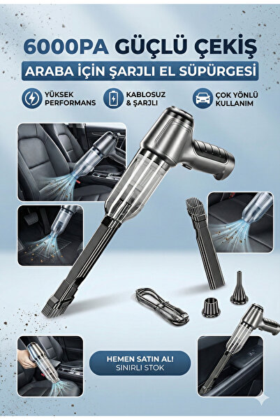 LOVYCO Portatif Araba Vakum Süpürge USB Ofis Ev Halı İçin Şarj Edilebilir Min...