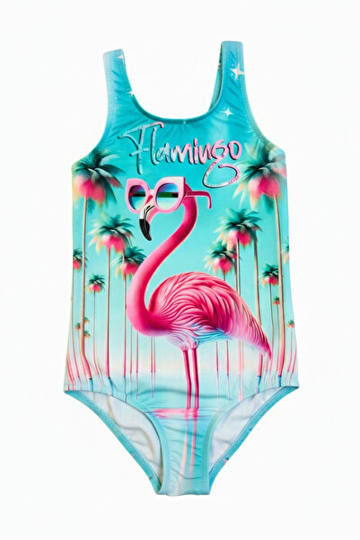 FırsatYeri ملابس سباحة للفتيات مع نظارات ونقشة فيلامينجو، ملابس سباحة مريحة س...