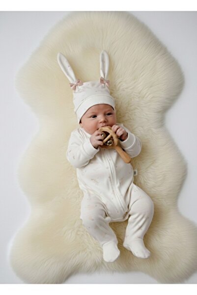 Elçi Kız Bebek Fermuarlı Şapkalı Tulum | Bebek Patikli Tulum 0-3 ay